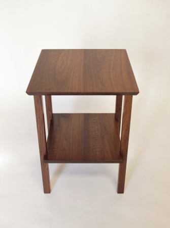 this solid walnut end table with shelf is handmade from premium black walnut and can be customized for the perfect end table for your space